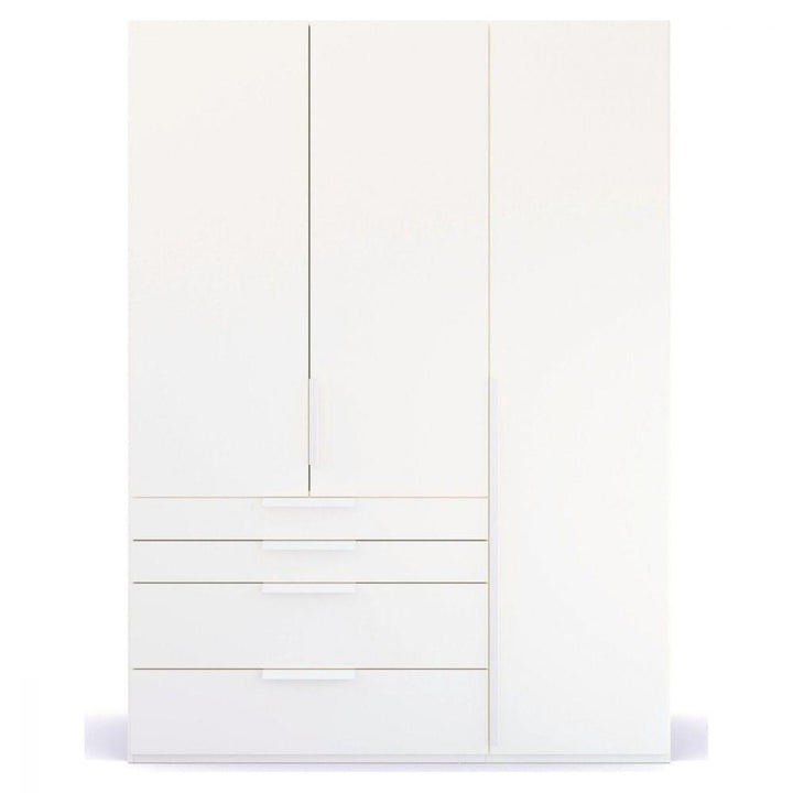 Mainz 3 Door Hinged Combi Wardrobe in White - Evoke Home 