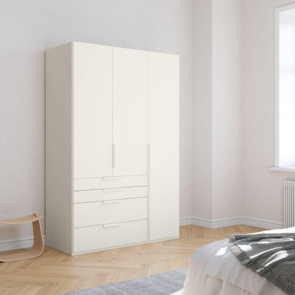 Mainz 3 Door Hinged Combi Wardrobe in White - Evoke Home 