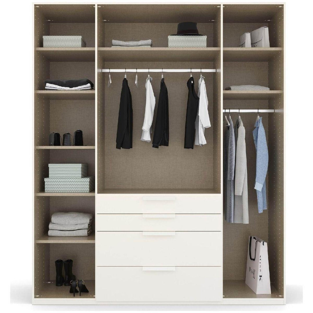 Mainz 4 Door Hinged Combi Wardrobe in White - Evoke Home 
