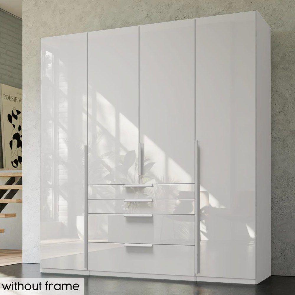 Mainz 4 Door Hinged Combi Wardrobe in White - Evoke Home 