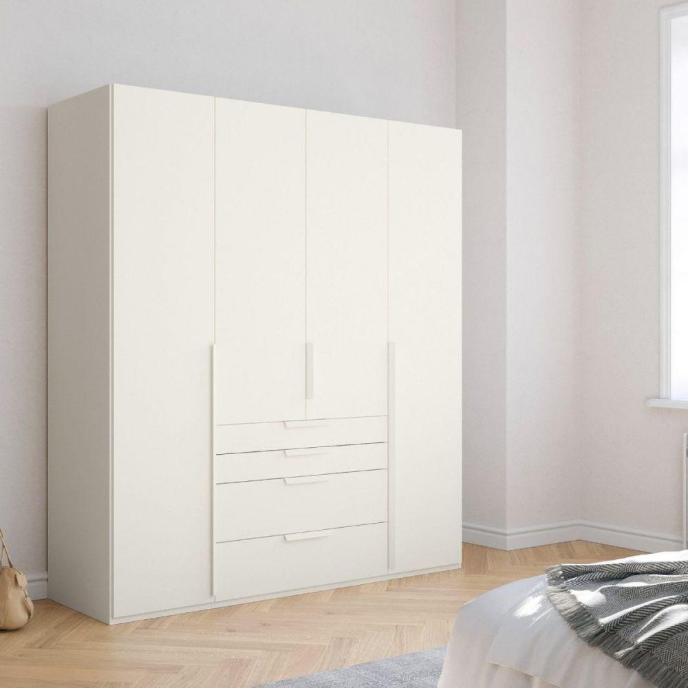 Mainz 4 Door Hinged Combi Wardrobe in White - Evoke Home 