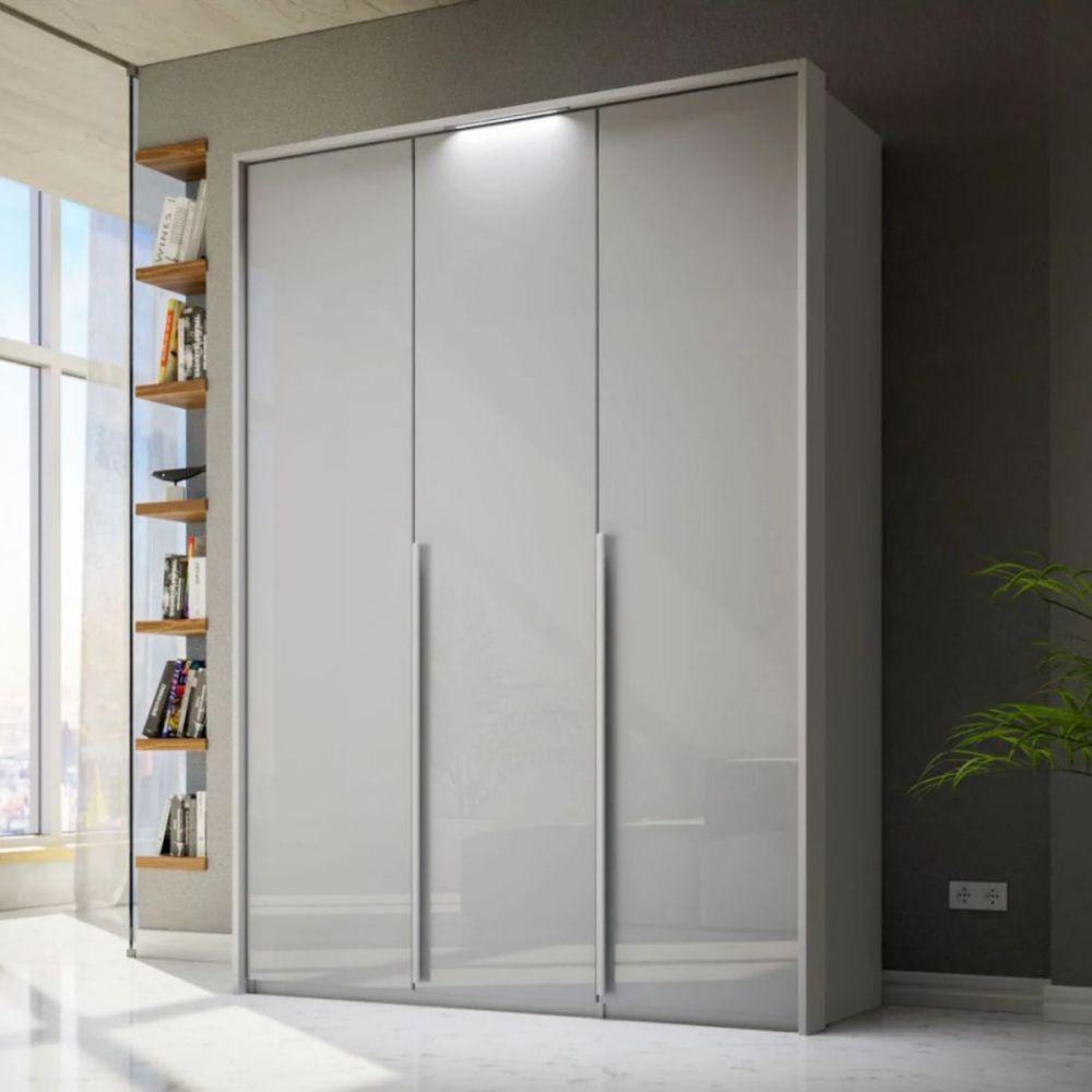 Mainz 3 Door Hinged Fully Loaded Wardrobe in Silk Grey - Evoke Home 