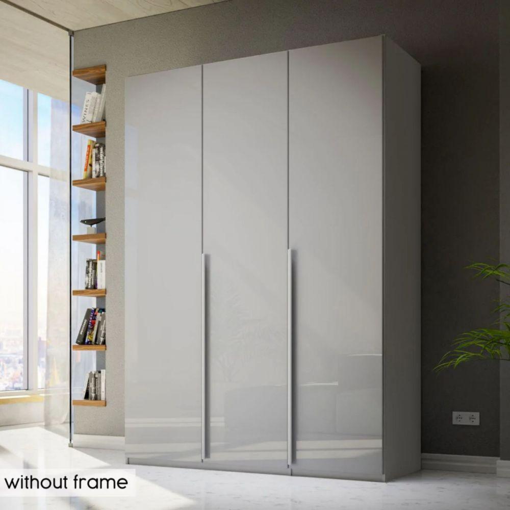 Mainz 3 Door Hinged Fully Loaded Wardrobe in Silk Grey - Evoke Home 