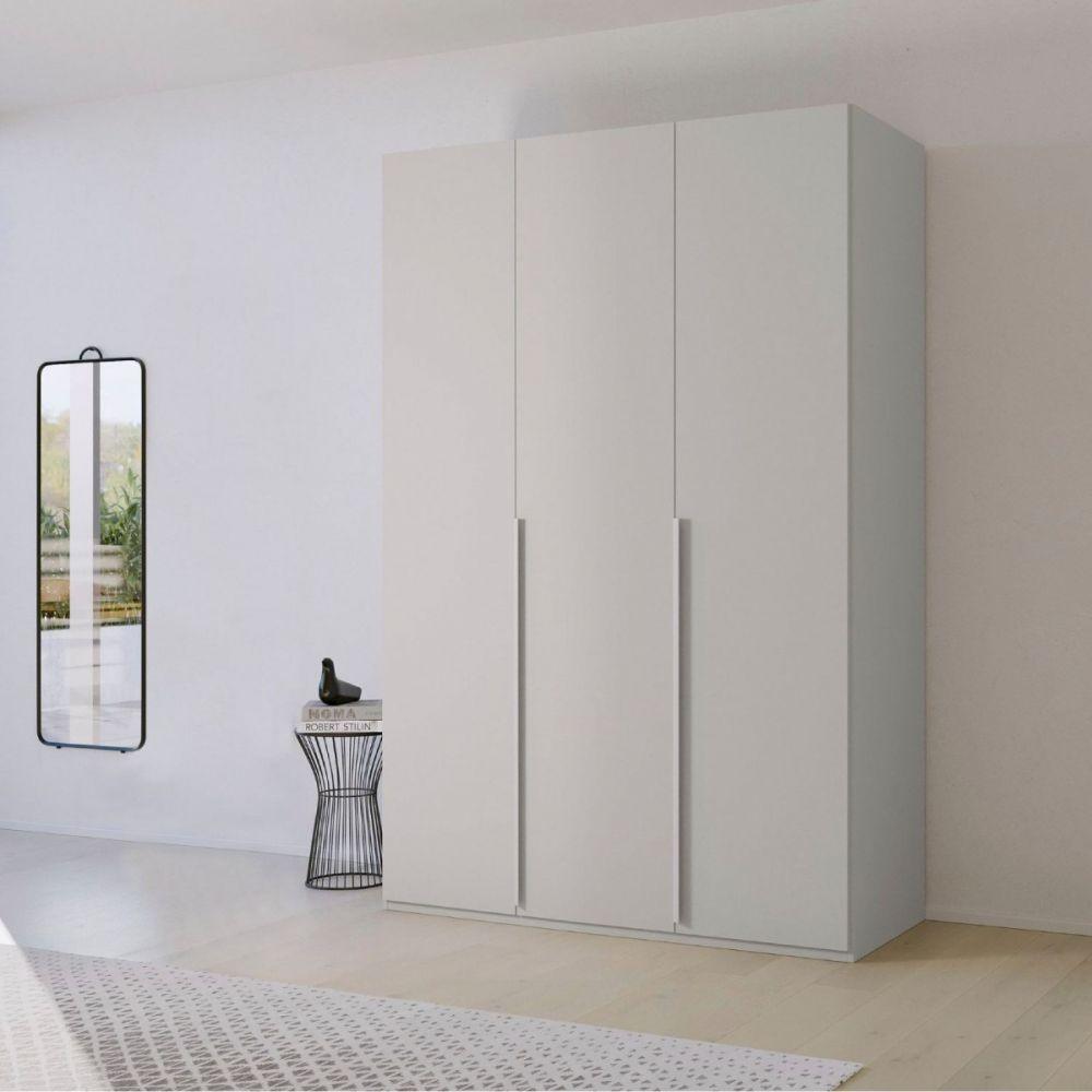 Mainz 3 Door Hinged Fully Loaded Wardrobe in Silk Grey - Evoke Home 