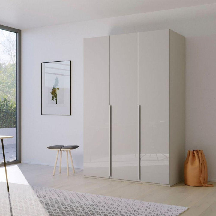 Mainz 3 Door Hinged Fully Loaded Wardrobe in Silk Grey - Evoke Home 