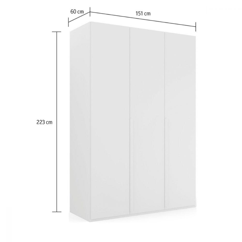 Mainz 3 Door Hinged Fully Loaded Wardrobe in Silk Grey - Evoke Home 