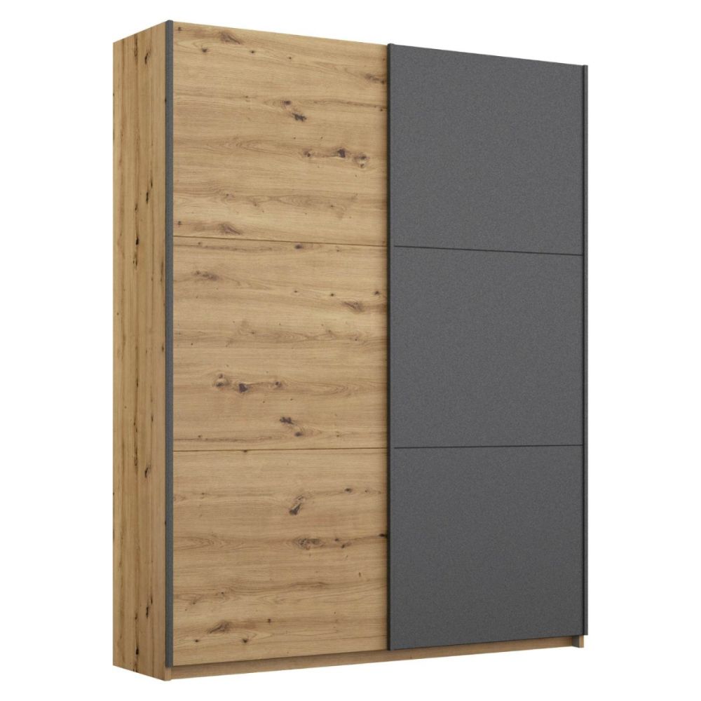 Rauch Bristol Artisan Oak With Metallic Grey Sliding Door Wardrobe 131CM