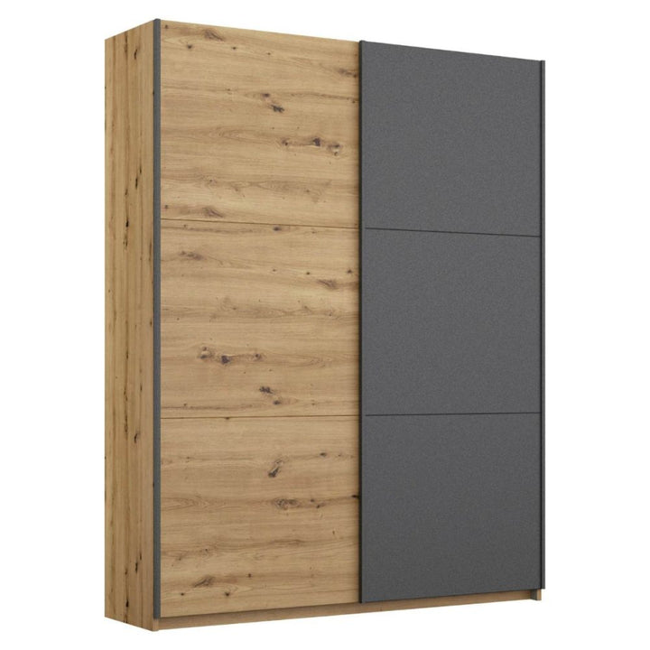 Rauch Bristol Artisan Oak With Metallic Grey Sliding Door Wardrobe 131CM