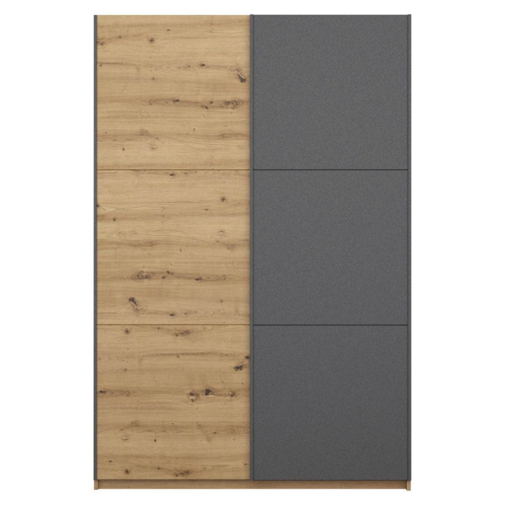 Rauch Bristol Artisan Oak With Metallic Grey Sliding Door Wardrobe 131CM