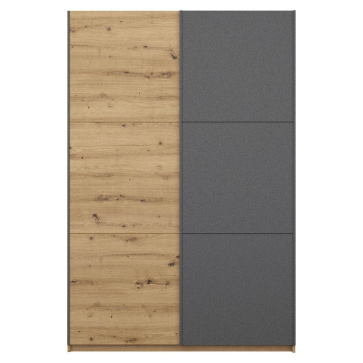 Rauch Bristol Artisan Oak With Metallic Grey Sliding Door Wardrobe 131CM