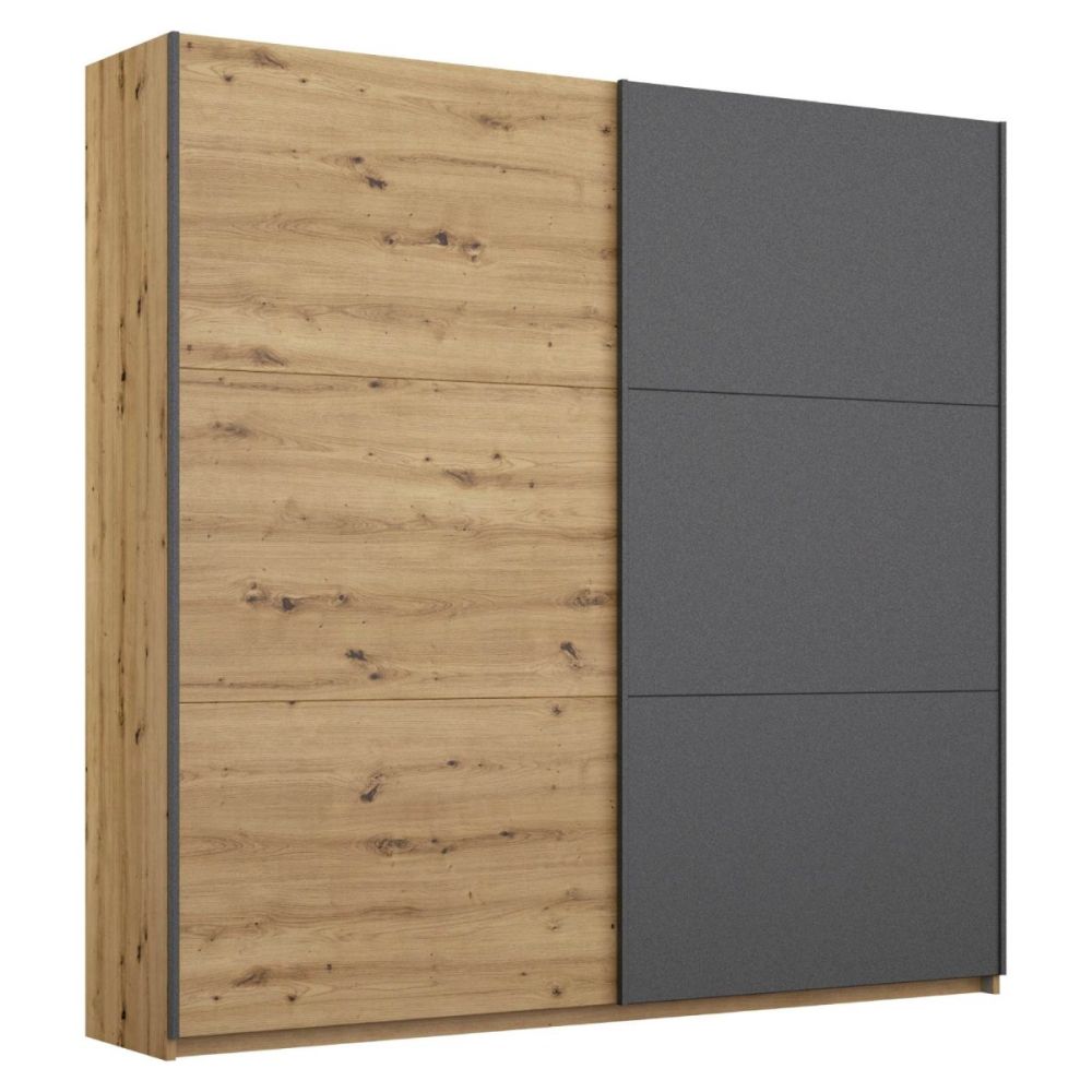 Rauch Bristol Artisan Oak With Metallic Grey Sliding Door Wardrobe 131CM