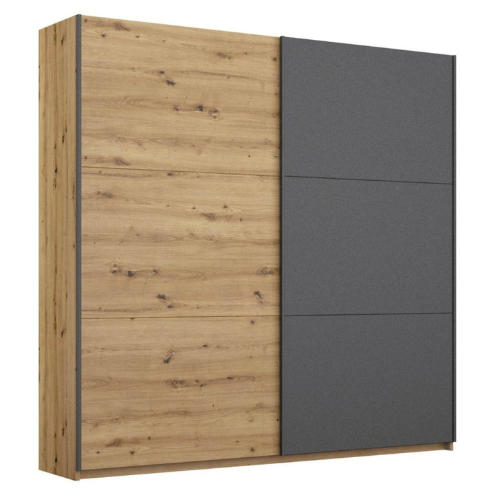 Rauch Bristol Artisan Oak With Metallic Grey Sliding Door Wardrobe 131CM