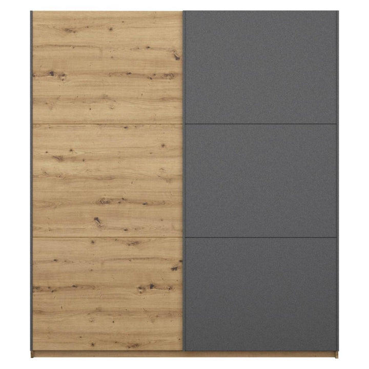 Rauch Bristol Artisan Oak With Metallic Grey Sliding Door Wardrobe 131CM