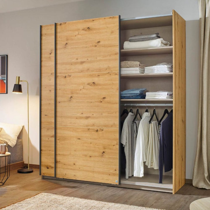 Rauch Bristol Artisan Oak Sliding Door Wardrobe 131CM