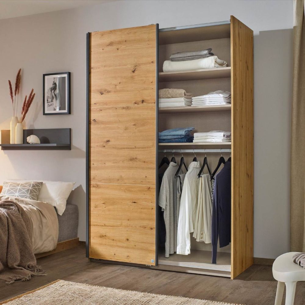 Rauch Bristol Artisan Oak Sliding Door Wardrobe 131CM