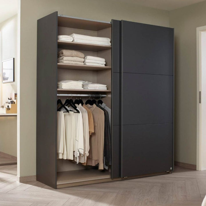 Rauch Bristol Metallic Grey Sliding Door Wardrobe 131CM