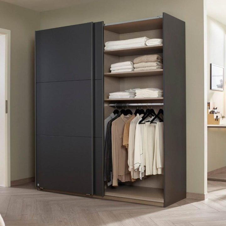 Rauch Bristol Metallic Grey Sliding Door Wardrobe 131CM