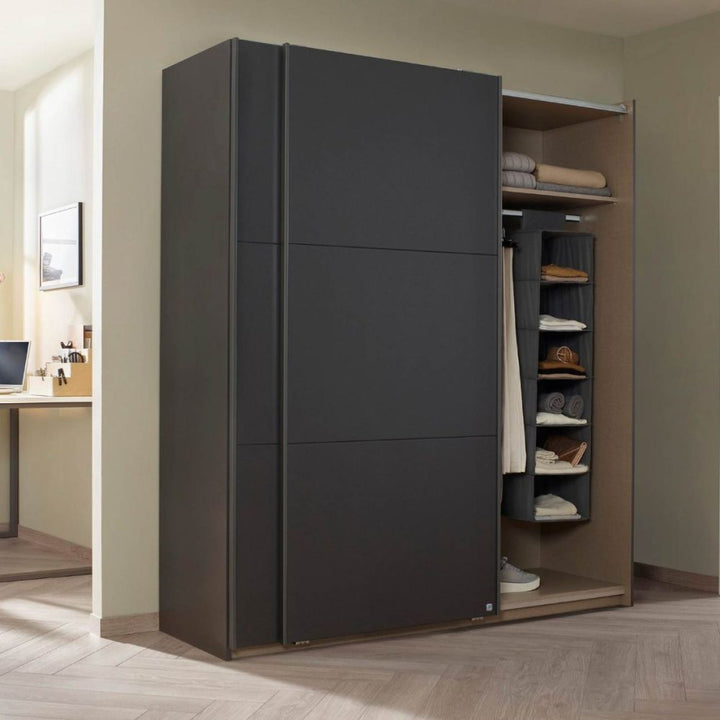 Rauch Bristol Metallic Grey Sliding Door Wardrobe 131CM