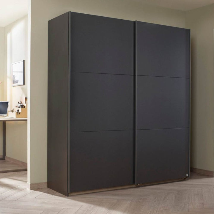 Rauch Bristol Metallic Grey Sliding Door Wardrobe 131CM