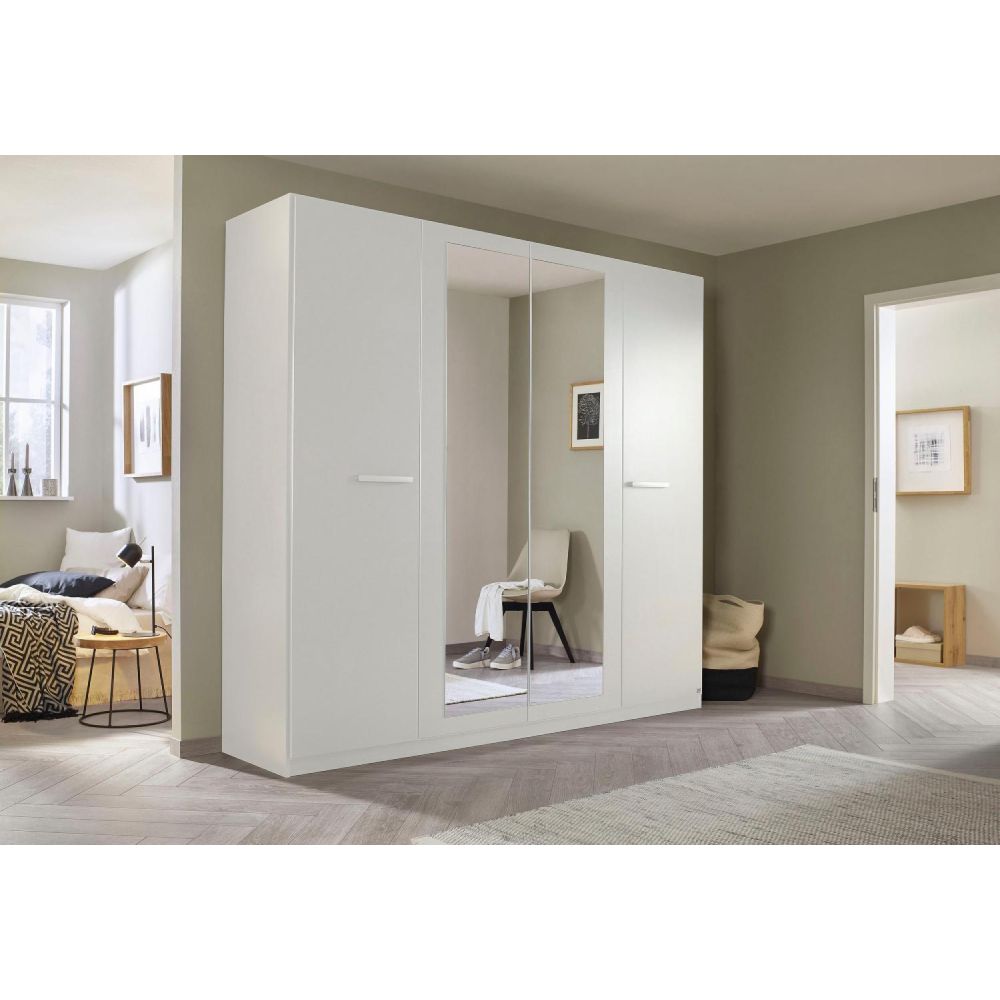Rauch Modi Alpine White With Mirror 4 Door Hinged Wardrobe
