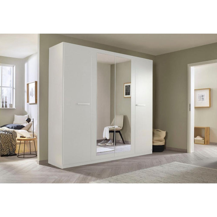 Rauch Modi Alpine White With Mirror 4 Door Hinged Wardrobe
