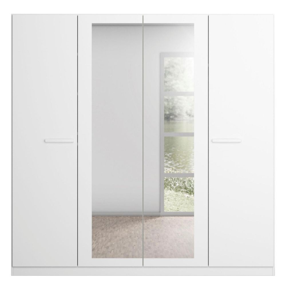 Rauch Modi Alpine White With Mirror 4 Door Hinged Wardrobe
