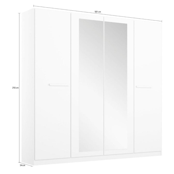 Rauch Modi Alpine White With Mirror 4 Door Hinged Wardrobe