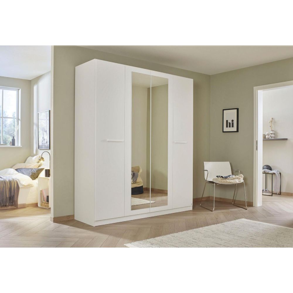 Rauch Modi Alpine White With Mirror 4 Door Hinged Wardrobe