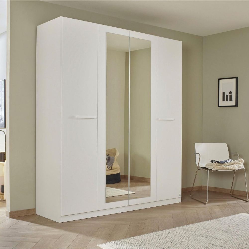 Modi Wardrobe Rauch Modi Alpine White 4-Door Hinged Wardrobe with Mirror | Buy Now ...