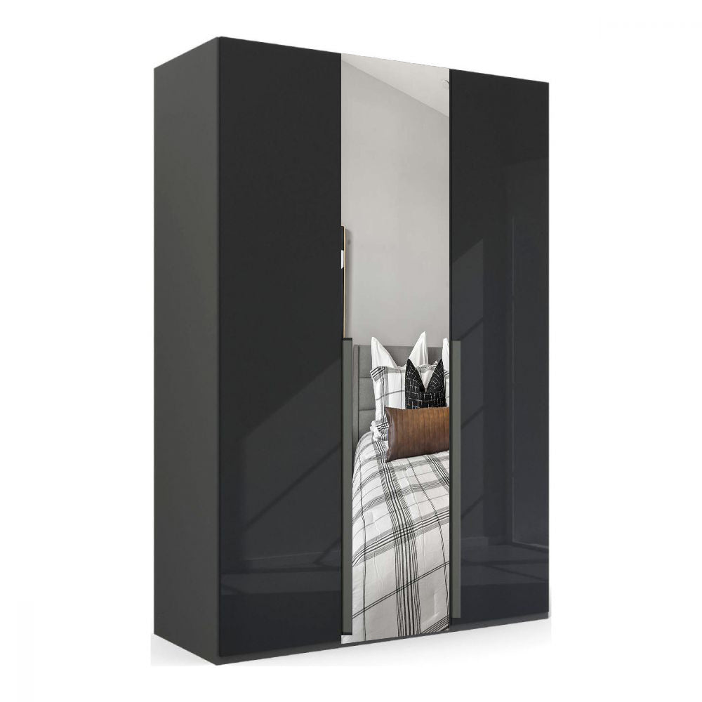 Mainz 3 Door Hinged Fully Loaded Wardrobe in Graphite - Evoke Home 