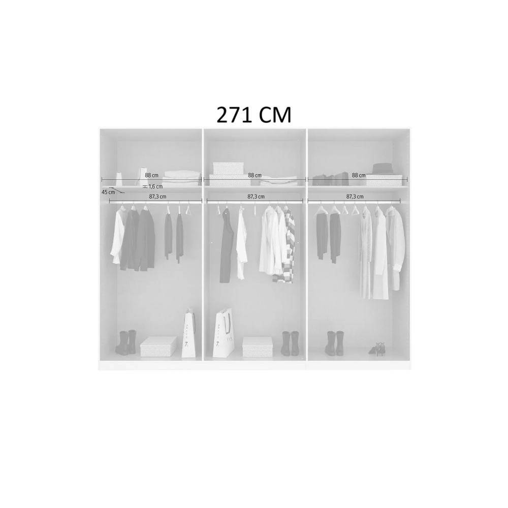 Rauch Acero Metallic Grey Hinged Door Wardrobe