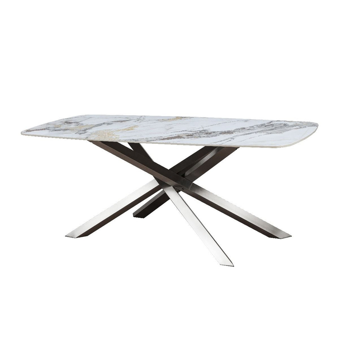 Lenzaro Ceramic Dune - Fixed Gloss Dining Table Set