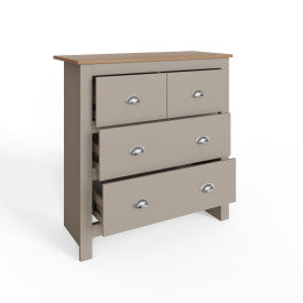 Modern Grey 4‑Drawer Chest with Oak‑Effect Top