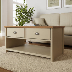 LANCASTER 2 DRAWER COFFEE TABLE CREAM