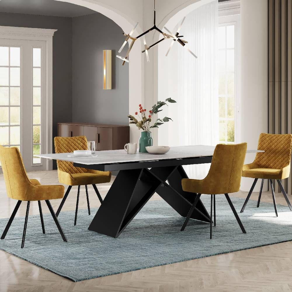 Triesta Ceramic Argento Grey Table with Ella Dining Chairs