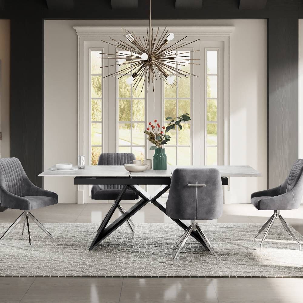 Triesta Ceramic Pearla Grey Table with Ella Dining Chairs