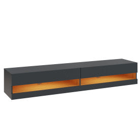 LEON 180CM WALL TV UNIT WITH LED ANTHRACITE/OAK