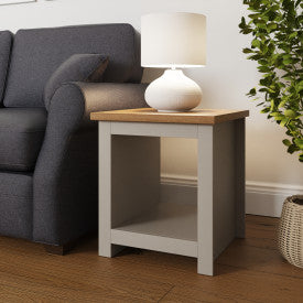 LANCASTER SIDE TABLE WITH SHELF GREY