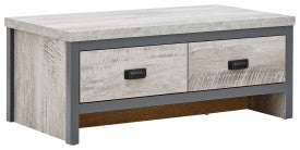Modern Grey Coffee Table with 2 Storage Drawers