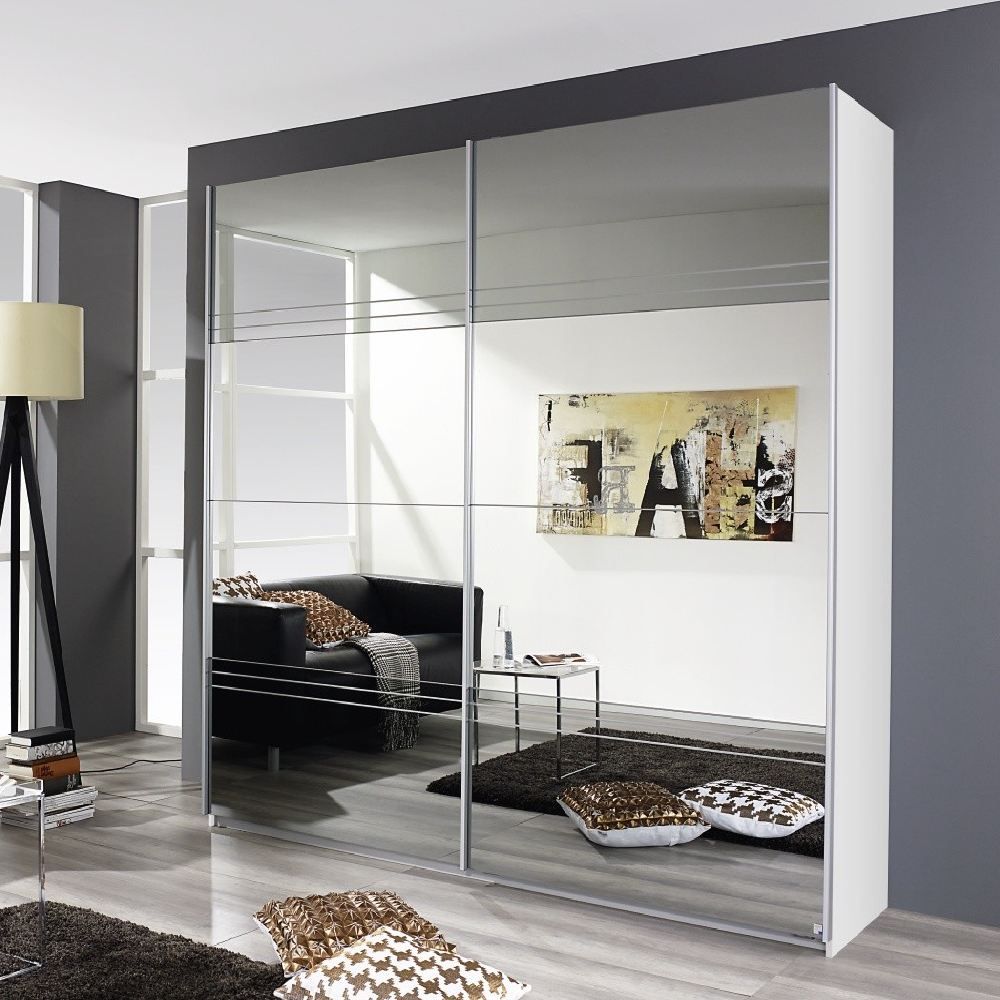 Rauch Cameron Metallic Grey Full Mirror Sliding Door Wardrobe in - 181 cm width