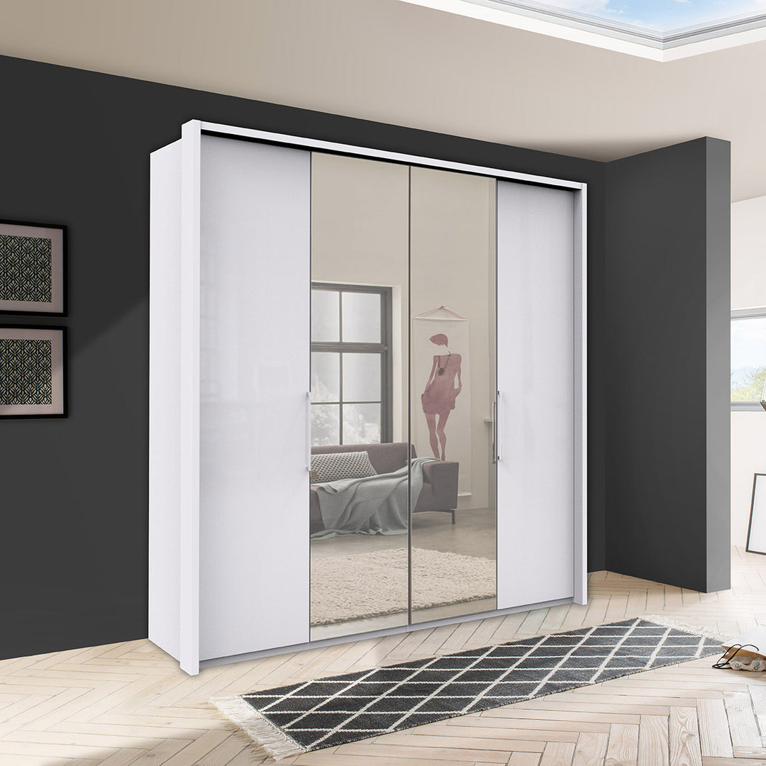 Wiemann Kansas 4 Door Wardrobe With 2 Full Mirror Doors