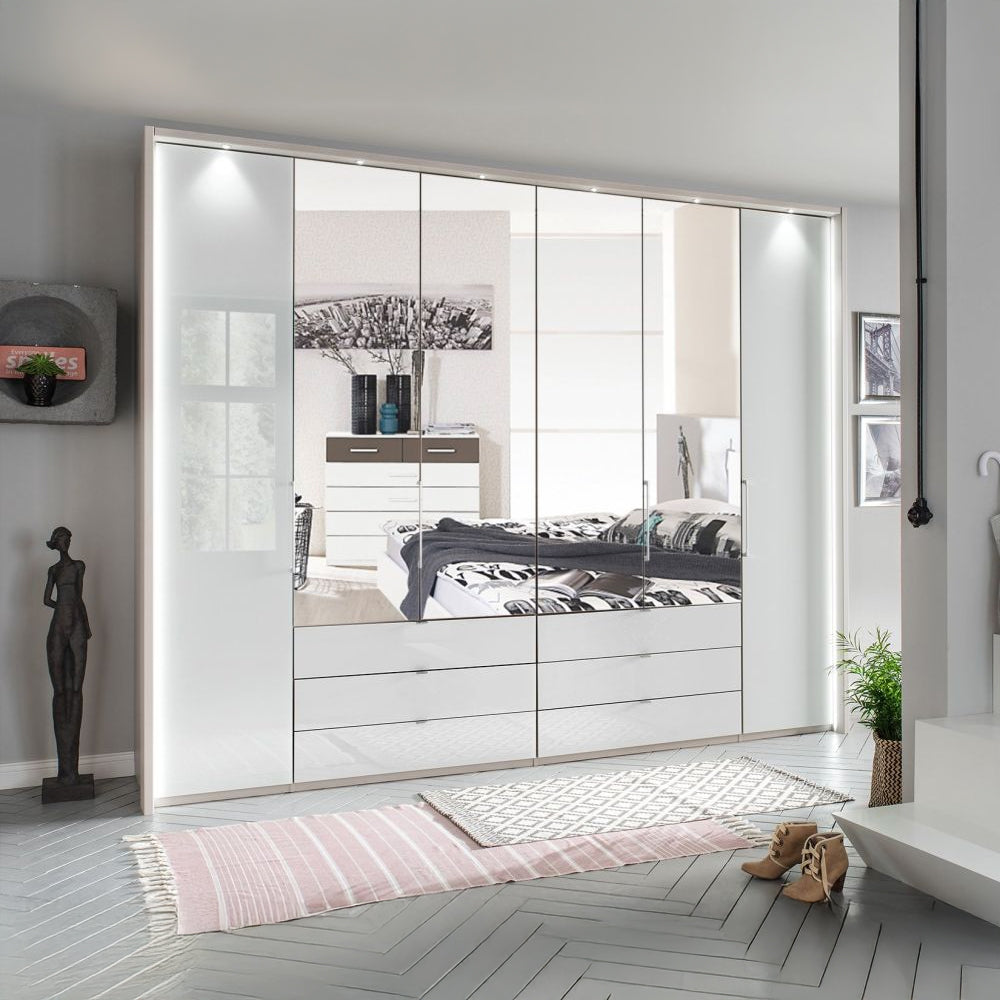 Wiemann Kansas 6 Door Combi Wardrobe With 4 Centred Mirror Doors