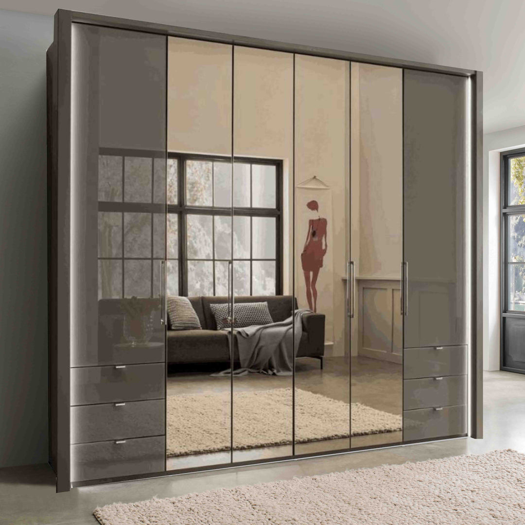 Wiemann Kansas 6 Door Combi Wardrobe With 4 Full Mirror Doors