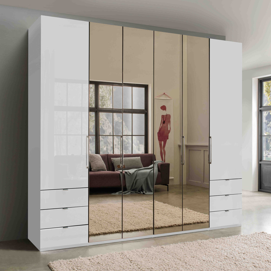 Wiemann Kansas 6 Door Combi Wardrobe With 4 Full Mirror Doors