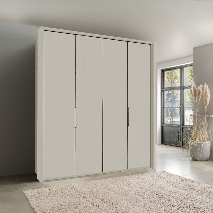 Wiemann Kansas White Glass 4 Door Wardrobe with Bi-Folding Automatic Doors