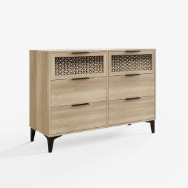RusticWave 3+3 Drawer Chest Oak