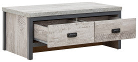 Modern Grey Coffee Table with 2 Storage Drawers